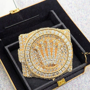 Bague en argent sterling 925 plaqué or pour homme, personnalisable, avec moissanite VVS, certifiée GRA - Bijoux pour cadeau et fête - Product Image 1