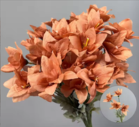 Fleurs artificielles en soie couleur caramel : Rose, Anthurium, Hortensia, Pivoine – Style naturel, imprimées à l'écran, pour suspension florale au plafond