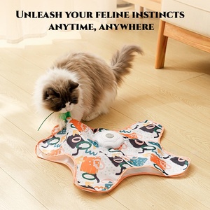 Jeu <span class=keywords><strong>2</strong></span>-en-1 Cache-Cache pour Chat : Jouet de Chasse avec Plumes Mobiles Dissimulées dans un Sac pour l'Exercice et la Chasse du Chat - Product Image 2