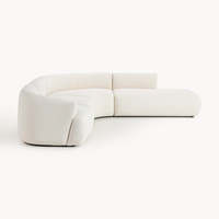 Canapé modulaire incurvé haut de gamme en tissu bouclé, détachable, en forme de L, avec chaise longue, idéal pour salon moderne de villa ou appartement
