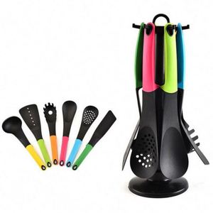 Colorful Nylon Eco-Friendly Durable 7-Piece Cooking Shovel Spoon Kitchenware <b>Set</b> Dishwasher Safe Contemporary Design Gas - Product Image 1