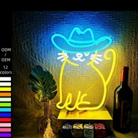 Enseigne néon LED Meme Cat, Art graphique personnalisé - Haute luminosité 12V DC, Dimmable, Résistant à l'eau, Décoration murale intérieure pour bureau