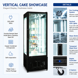 Vitrina Refrigerada Vertical Comercial para Pasteles, <span class=keywords><strong>4</strong></span> Niveles, Vidrio, con Luz LED para Panadería - Product Image 5
