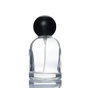 Wholesale 50ml Clear Perfume Glass Bottle Crimp Cap Unique Design Cosmetics Oil Print Application Transparent Paintable Surface