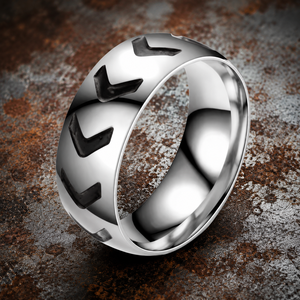 Bague en acier inoxydable gravée en forme <span class=keywords><strong>de</strong></span> flèche JLM, vente en gros, pour couples, alliance minimaliste assortie, bijoux <span class=keywords><strong>de</strong></span> promesse pour anniversaire - Product Image 1