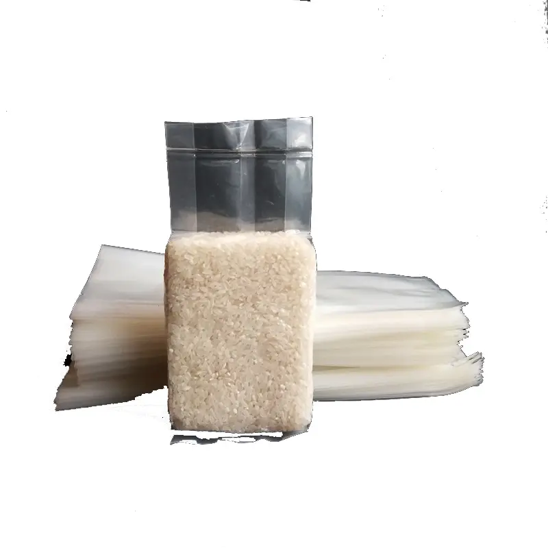 Sacs transparents de stockage de riz de 1kg thermoscellés en poly plastique gousset stockage sous vide de la farine de fruits alimentation gravure surface d'impression
