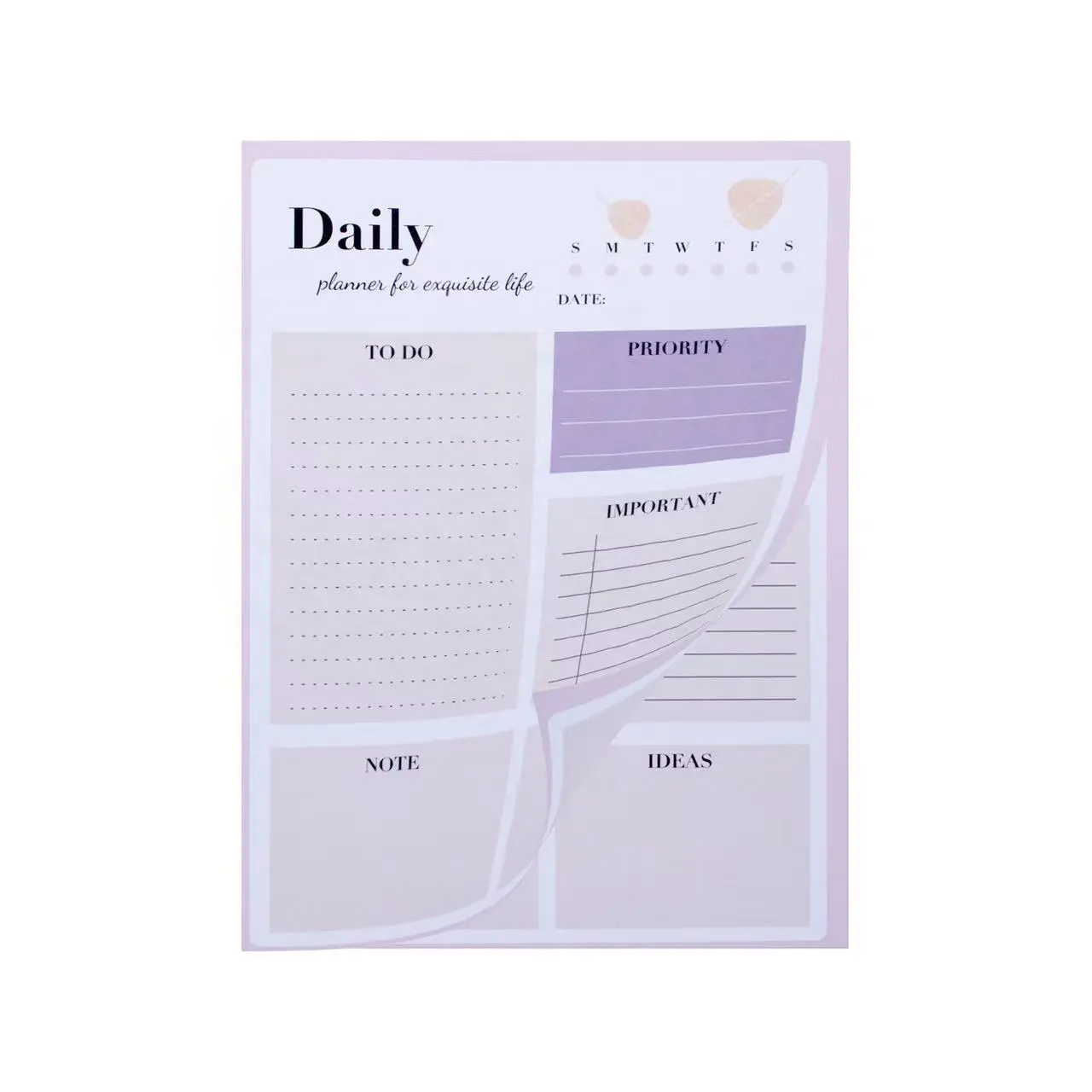 Planificateur quotidien personnalisé, 50 feuilles, base-notes avec démontage, pour planificateur journal intime