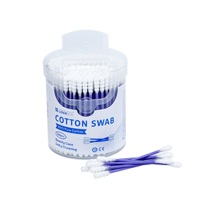 Bulk Supply 200pcs/Box Screw Round Head Cotton Swab with Purple Paper <b>Stick</b> Cotton Bud Round Box For Wound Care - Product Image 3