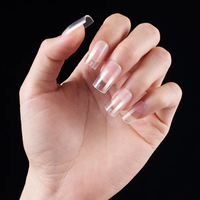 150 faux ongles carrés mi-mat extra courts, forme amande moyenne, design français, application facile, couvrance totale, doux pour les doigts
