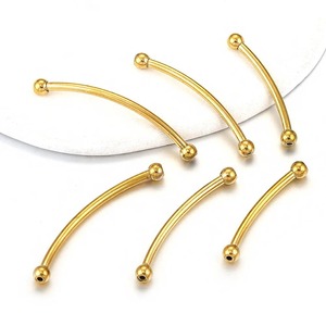 Goupille à tête ronde et tube courbé |   Connecteur de perles en acier inoxydable PVD 18K pour la fabrication de bracelets et de colliers DIY - Product Image 4