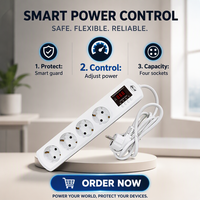 JIUJI JJSVA-FC4 Multiprise 4 prises USB avec protection contre les surtensions, tension/courant réglables pour réfrigérateur, type EU