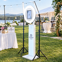 Boîte à lumière LED en métal pour iPad et Surface, photomaton avec anneau lumineux et télécommande Bluetooth pour location événementielle (mariages, fêtes).