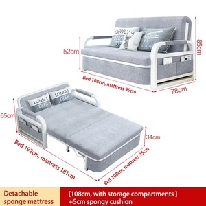 Sofá Cama Plegable Moderno de Madera, Tres Plazas, con Tapizado de Algodón Suave, para Sala de Estar, Hotel, Dormitorio, Diván Multifuncional - Product Image 5