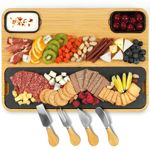 Ensemble planche à <span class=keywords><strong>fromage</strong></span> et couteau en bois de bambou extra large planche à <span class=keywords><strong>fromage</strong></span> personnalisée <span class=keywords><strong>charcuterie</strong></span> avec logo personnalisé - Product Image 1