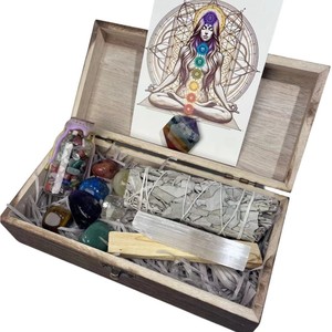 7 Chakra Seleniet Kristal Wens Fles Set-Gouden Genezer Energie Genezing Tuimelende Stenen Voor Meditatie & Yoga - Product Image 2