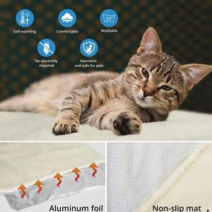 Cama de lujo para gatos con autocalentamiento de 45x60cm, alfombrilla lavable con fondo de autocalentamiento para gatos y perros, almohadilla para mascotas - Product Image 4