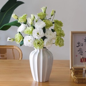 Bouquet de fleurs artificielles Lisianthus en soie, mélange blanc et vert, style nordique, décoration de table pour la maison et les mariages - Product Image 4