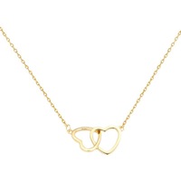 Collier en plaqué or pour la saint-valentin, chaîne de clavicule, pendentif en Double coeur connecté, ajouré