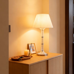 Настольная лампа Mille Nuits Premier в французском стиле, хрустальная, с LED-лампой, абажур из льна, цоколь E12/E14, для кабинета и прикроватной тумбочки - Product Image 1