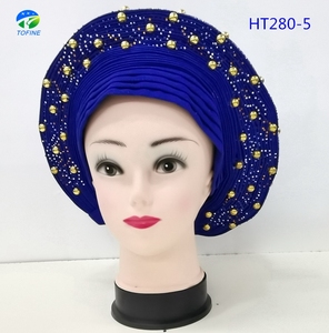 Top vente Nigeria Aso Oke Gele Headtie violet Gele Headtie femmes africaines Headtie pour la fête - Product Image 4