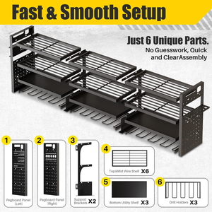 Organizador de herramientas eléctricas, estante de almacenamiento para garaje de montaje en pared, soporte de Taladro Inalámbrico, estante de utilidad resistente de 4 niveles - Product Image 3
