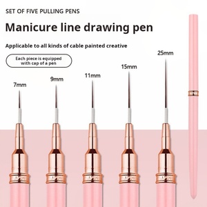 5 Pack Set of Nail Art Line Drawing Pens & Nylon Brush with <b>Plastic</b> Handle - Product Image 5