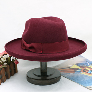 Fedora Vintage retrò in feltro di lana 100% larga tesa rigida cappello dio padre fatto a mano alla moda <span class=keywords><strong>Borsalino</strong></span> per uomo e <span class=keywords><strong>donna</strong></span> per feste - Product Image 2