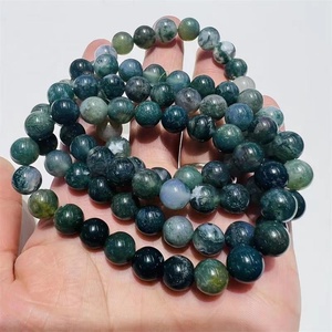 Bracciale all'ingrosso con perle di agata muschiata naturale <span class=keywords><strong>verde</strong></span> da 8 mm, lucidato, elastico, con pietre Chakra, alla moda, per energia curativa e connessione con la <span class=keywords><strong>Terra</strong></span> - Product Image 1