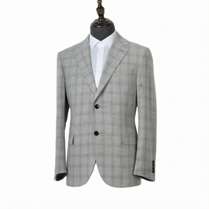 Traje de boda casual a cuadros para hombre, esmoquin de un solo botón con cremallera, trajes de negocios para adultos con cuello de muesca, de lana peinada. - Product Image 1