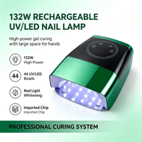 Lampe à LED intelligente 132W pour ongles, lampe UV sans fil à piles pour le séchage du gel, avec minuterie, mémoire et faible bruit, pour salon et usage domestique