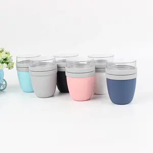 Plastic Take Away Food Container Portable Work Out Gym Salad Bowls Lunch Box Pot Cup For Yogurt And Muesli