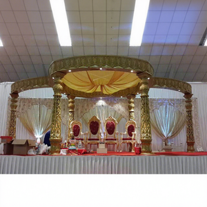 Mandap Dorado Tallado a Mano para Bodas Indias, los Mejores Diseños de Mandap para Bodas, Mandaps Reales para Matrimonios a Precios Accesibles - Product Image 1