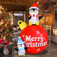 Pingouin de Noël gonflable de 6,5 pieds avec boule lumineuse LED Joyeux Noël, ornement pour la cour, la pelouse, la maison, la décoration extérieure des fêtes