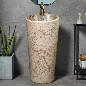 Lavabo de <span class=keywords><strong>jardin</strong></span> extérieur de style chinois rétro <span class=keywords><strong>moderne</strong></span> <span class=keywords><strong>bassin</strong></span> de colonne intégré au sol pour lavabos de salle de bain de cour - Product Image 3