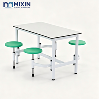 Ensemble table et chaises de cantine en bois, set de table pliant pour table à manger avec chemin de table, en métal, rectangulaire