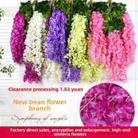 Fleur de Glycine Artificielle Murale Dense en Plastique, Faux Vigne de Plafond Violette, Décoration de Mariage, Plantes Artificielles et Verdure