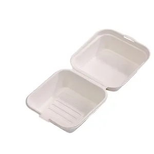 Biodegradable disposable bagasse takeaway fast food packaging box to go containers food take out box for lunch