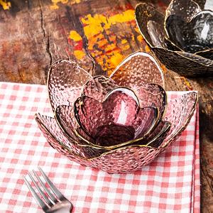 Venta al por mayor hecho a mano flor soplada en la boca forma de cereza borde dorado pequeño plato de vidrio de frutas de colores irregulares <span class=keywords><strong>cuencos</strong></span> de vidrio - Product Image 3