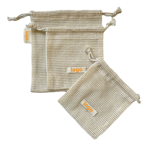 Eco-friendly Reusable Organic Cotton Mesh Produce <b>Bag</b> Drawstring Grocery <b>Net</b> <b>Bags</b> for Vegetable Fruit Food Kitchen - Product Image 5