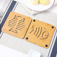Sous-verre/Placemat en bambou évidé style dessin animé, isolant thermique, anti-brûlure, antidérapant pour cuisine, pour bols, casseroles et tables