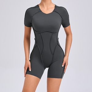 Venta al por mayor logotipo personalizado Yoga mono mujer gimnasio Fitness Body mujer V espalda entrenamiento ropa traje correr chándal ropa deportiva - Product Image 2