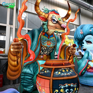 Lanterna Cinese Grande da Esterno GECAI, 12 <span class=keywords><strong>Segni</strong></span> <span class=keywords><strong>Zodiacali</strong></span> Cinesi, Lanterna del Re Demone Toro - Product Image 4