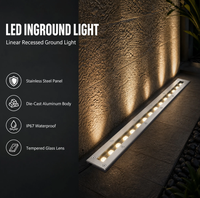 Lumière LED linéaire encastrée au sol, étanche IP67, en verre trempé et acier inoxydable, pour éclairage mural, terrasse et aménagement paysager