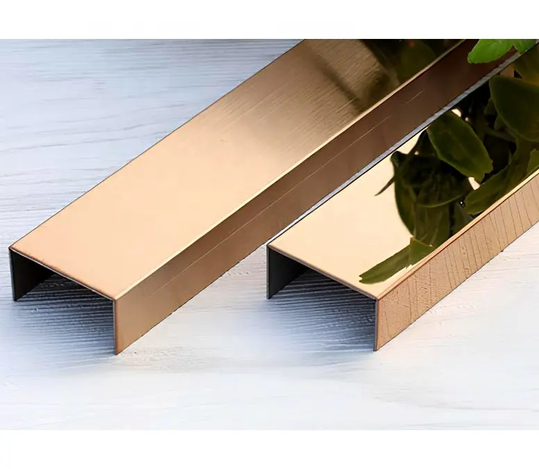 Brushed And Mirror Transition Strips Stainless Steel Decor Metal Trim Rose Gold Tile