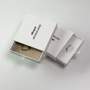 9*9cm all'ingrosso bianco scorrevole portagioie portagioie portagioie portaoggetti in cartone braccialetto anello orecchino collana portagioie con logo