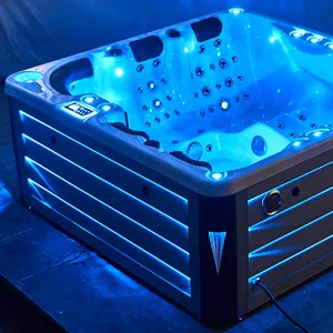 Imported US Acrylic Massage 5 People Freestanding LED Light Outdoor Bathtub Jakuzzi Whirlpool Hot Tub Spa