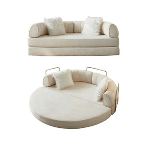 Canapé moderne en tissu compressé de forme ronde, adapté pour s'asseoir et s'allonger, canapé-lit pliable pour les petits salons - Product Image 1
