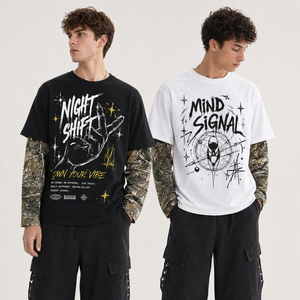 Camiseta de Algodón Grueso de 320 g/m² al por Mayor, Camiseta Gráfica Oversize con Hombros Caídos, Estilo Urbano, Logotipo Personalizado, Camiseta para Hombre - Product Image 1