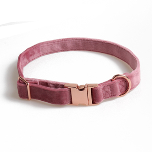 Amigo Phổ Biến Thả Pet Dog Collar Leash Handmade Nhung Vải Nhiều Màu Sắc Điều Chỉnh Rose Gold Kim Loại Dog Collars Trong Số Lượng Lớn - Product Image 3