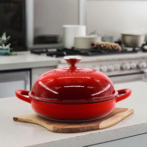 Marmite à pain <span class=keywords><strong>en</strong></span> <span class=keywords><strong>fonte</strong></span> émaillée avec couvercle, design moderne, compatible four, ustensile de cuisson durable pour cuisinière à gaz et à induction, type <span class=keywords><strong>cocotte</strong></span> hollandaise - Product Image 1